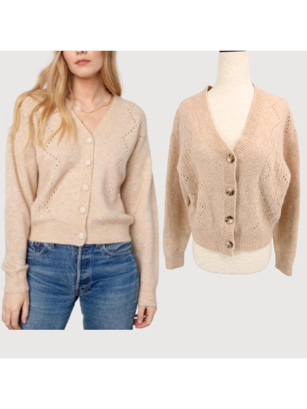 Rails Veronica Alpaca Cardigan Sweater Beige M